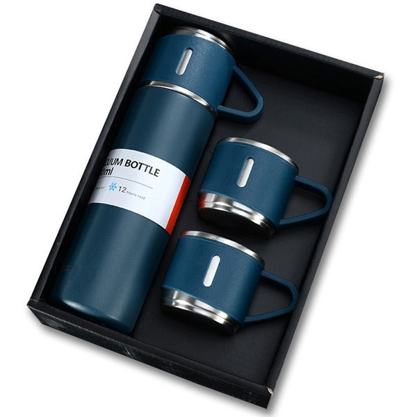 3 Cup Double-Layer Stainless Steel Vacuum Flask Set