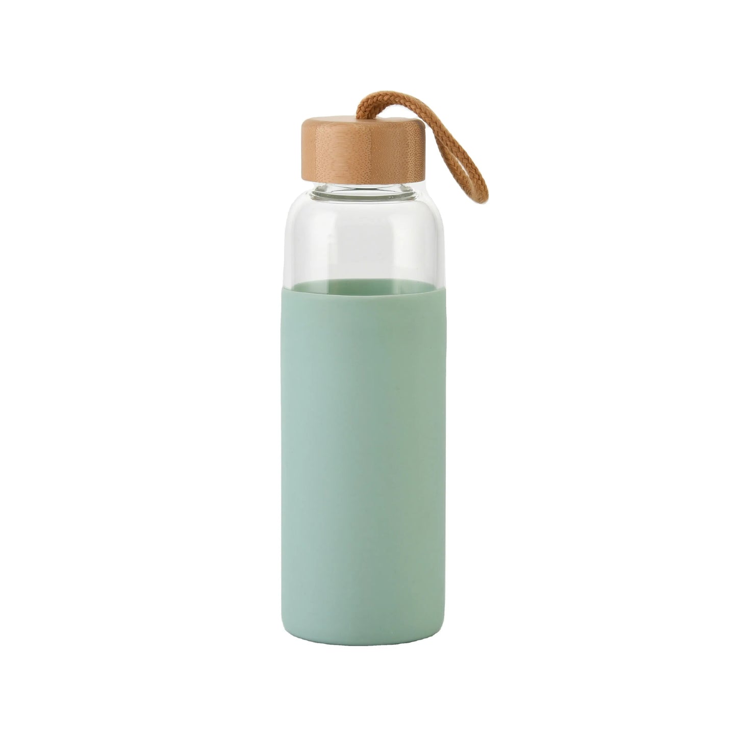 Glass Water Bottle With Wooden Cap & Silicone Cover