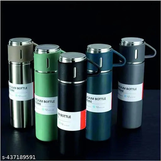 3 Cup Double-Layer Stainless Steel Vacuum Flask Set