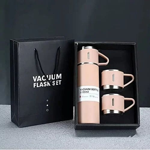 3 Cup Double-Layer Stainless Steel Vacuum Flask Set