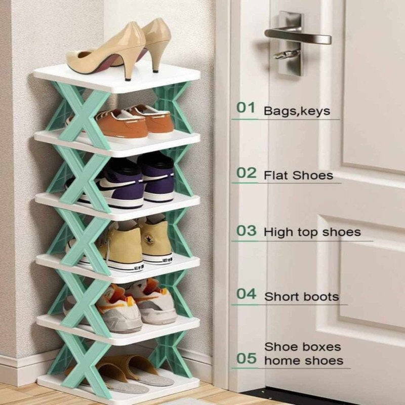 5 Layer Stackable Vertical Space-Saving Shoe Storage Rack Organizer