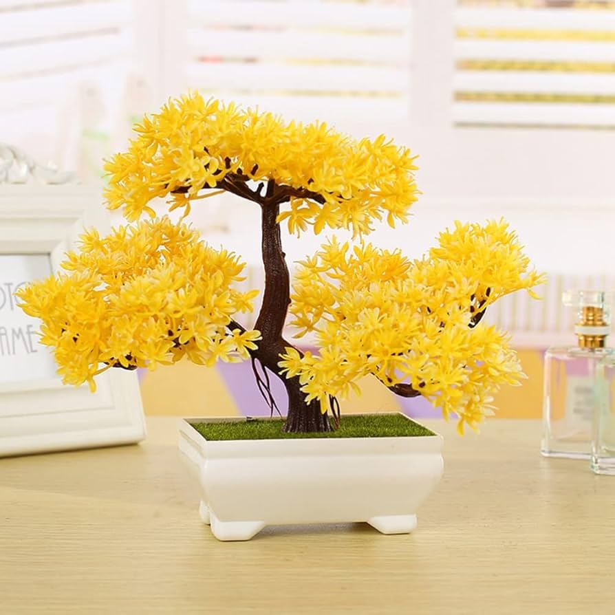 Artificial Bonsai Tree Yellow Decoration Piece